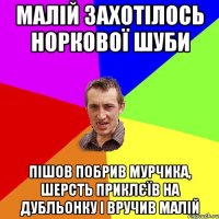 Малій захотілось норкової шуби пішов побрив мурчика, шерсть приклєїв на дубльонку і вручив малій