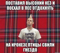 поставил высокий кез и поехал в лес отдохнуть на ирокезе птицы свили гнездо