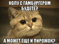 КОЛУ С ГАМБУРГЕРОМ БУДЕТЕ? А МОЖЕТ ЕЩЕ И ПИРОЖОК?