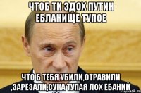 Чтоб ти здох путин ебланище тупое Что б тебя убили,отравили ,зарезали,сука тупая лох ебаний