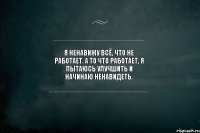 Я ненавижу всё, что не работает. А то что работает, я пытаюсь улучшить и начинаю ненавидеть. 