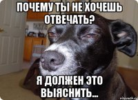 Почему ты не хочешь отвечать? Я должен это выяснить...