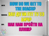 How do we get to the beach? хау ду уи гет ту зэ бич? Как нам пройти на пляж?