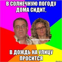 в солнечную погоду дома сидит, в дождь на улицу просится