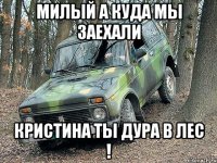 МИЛЫЙ А КУДА МЫ ЗАЕХАЛИ КРИСТИНА ТЫ ДУРА В ЛЕС !