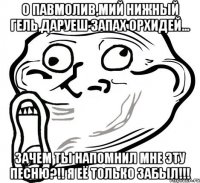 О павмолив,мий нижный гель,даруеш запах орхидей... Зачем ты напомнил мне эту песню?!! Я её только забыл!!!