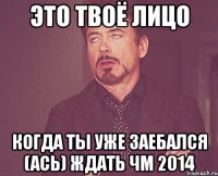 это твоё лицо когда ты уже заебался (ась) ждать ЧМ 2014