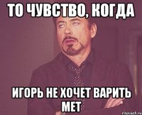 То чувство, когда Игорь не хочет варить мет