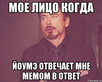 Мое лицо когда Йоумэ отвечает мне МЕМом в ответ