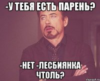 -у тебя есть парень? -нет -лесбиянка чтоль?