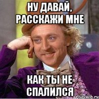 НУ ДАВАЙ, РАССКАЖИ МНЕ КАК ТЫ НЕ СПАЛИЛСЯ