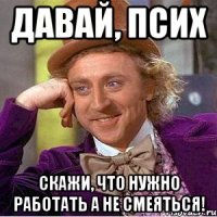ДАВАЙ, ПСИХ СКАЖИ, ЧТО НУЖНО РАБОТАТЬ А НЕ СМЕЯТЬСЯ!