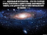 <<< ...идеальный потребитель – это что-то вроде трубы, в которую с одного конца закачиваются товары, а из другого они со свистом вылетают на свалку. >>> 