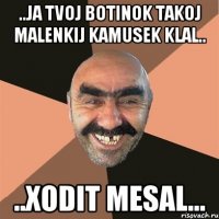 ..ja tvoj botinok takoj malenkij kamusek klal.. ..xodit mesal...