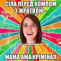 сіла перед компом з жратвою - мама ама крімінал