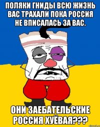 Поляки гниды всю жизнь вас трахали пока россия не вписалась за вас. Они заебательские россия хуёвая???