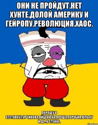 Они не пройдут.нет хунте.долой америку и гейропу.революция.хаос. Порашу в отставку.турчинова,яйценюха,яроша,порубия,юльку и др. К стенке.