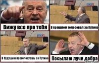 Вижу все про тебя В прошлом голосовал за Путина В будущем проголосуешь за Путина Посылаю лучи добра