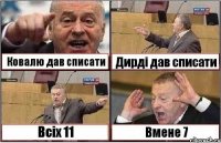 Ковалю дав списати Дирді дав списати Всіх 11 Вмене 7