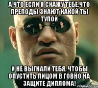 А что если я скажу тебе,что преподы знают какой ты тупой и не выгнали тебя, чтобы опустить лицом в говно на защите диплома!