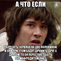 А что если разрезать червяка на две половинки, и они при этом будут дружить друг с другом, то он перестанет быть гермафродитом уже?