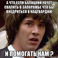 А что,если Балицкий хочет свалить в Запорожье что бы внедриться в нацгвардию и помогать нам ?