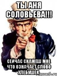 Ты аня соловьева!!! Сейчас скажеш мне что означает слово хлебушек