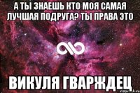 А ты знаешь кто моя самая лучшая подруга? ты права это Викуля Гварждец