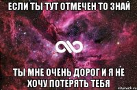 Если ты тут отмечен то знай ты мне очень дорог и я не хочу потерять тебя