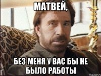 Матвей, без меня у вас бы не было работы