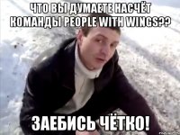 Что вы думаете насчёт команды People With Wings?? Заебись чётко!
