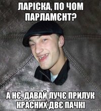 ларіска, по чом парламєнт? а нє, давай лучє прилук красних двє пачкі