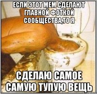 если этот мем сделают главной фоткой сообщества,то я сделаю самое самую тупую вещь