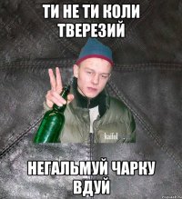 ти не ти коли тверезий негальмуй чарку вдуй