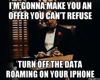 I'm gonna make you an offer you can't refuse Turn off the Data Roaming on your iPhone