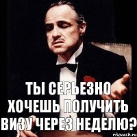 Ты серьезно хочешь получить визу через неделю?