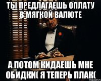 Ты предлагаешь оплату в мягкой валюте а потом кидаешь мне обидки( я теперь плак(