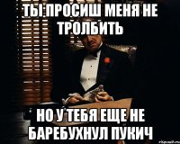 ты просиш меня не тролбить но у тебя еще не баребухнул пукич