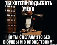 ты хотела подьебать меня но ты сделала это без бюуквы М в слове "Твоим"