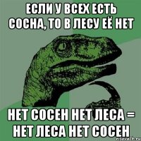 Если у всех есть сосна, то в лесу её нет нет сосен нет леса = нет леса нет сосен