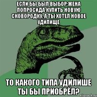 Если бы был выбор:Жена попросида купить новую сковородку, а ты хотел новое удилище То какого типа удилише ты бы приобрёл?