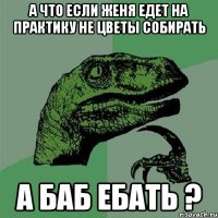 А что если Женя едет на практику не цветы собирать А баб ебать ?