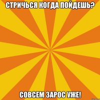 СТРИЧЬСЯ КОГДА ПОЙДЕШЬ? СОВСЕМ ЗАРОС УЖЕ!