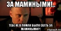 За мамиными!.. Тебе не в ломак было ехать за мамиными?!