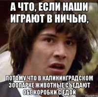 А что, если наши играют в ничью, потому что в калининградском зоопарке животные съедают обе коробки с едой