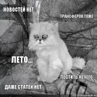 новостей нет трансферов тоже даже статей нет постить нечего лето...