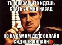 ты сказал что идешь спать 20 мин назад но на самом деле онлайн сидишь онлайн