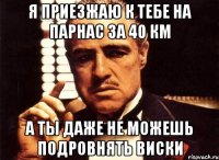 Я приезжаю к тебе на Парнас за 40 км а ты даже не можешь подровнять виски