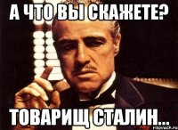 А что вы скажете? товарищ Сталин...