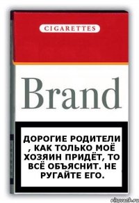 Дорогие родители , как только моё хозяин придёт, то всё объяснит. Не ругайте его.